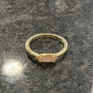 Kendra Scott gold tone ring with pink stone